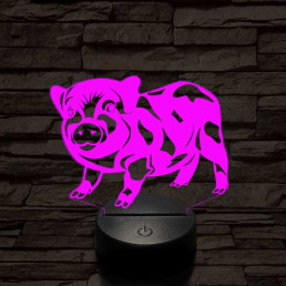 Foltos kismalac 7 színű 3D led lámpa