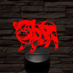 Foltos kismalac 7 színű 3D led lámpa