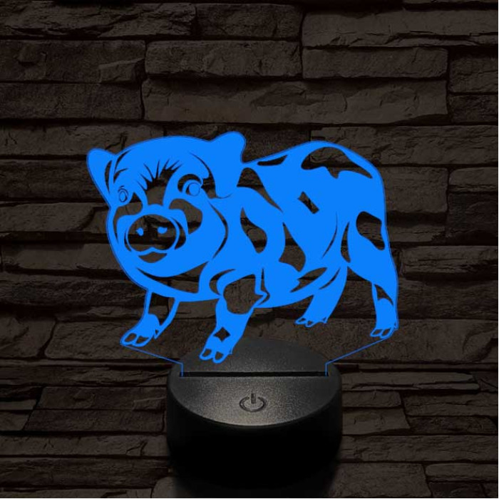 Foltos kismalac 7 színű 3D led lámpa
