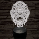 Üvöltő-oroszlánfej 3D led lámpa