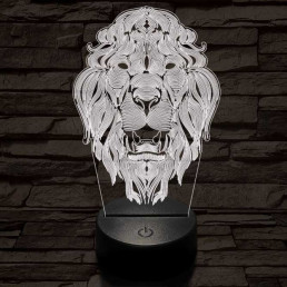 Üvöltő-oroszlánfej 3D led lámpa