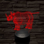 Rinocérosz 7 színű 3D led lámpa