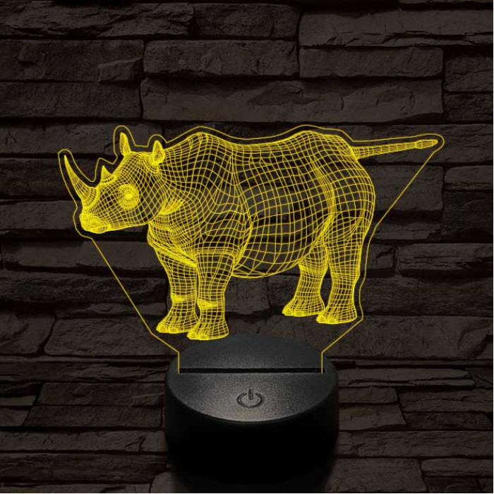 Rinocérosz 7 színű 3D led lámpa