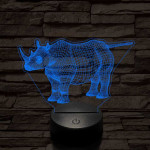Rinocérosz 7 színű 3D led lámpa