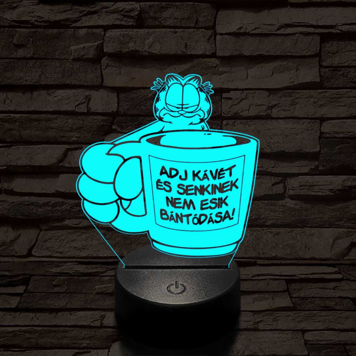 Garfield kávét követel 7 színű  3D led lámpa
