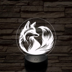 Róka a körben 7 színű  3D led lámpa
