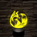 Róka a körben 7 színű  3D led lámpa