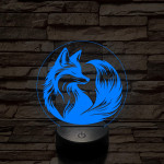 Róka a körben 7 színű  3D led lámpa
