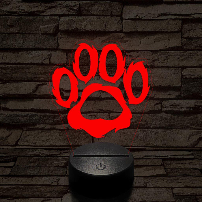 Mancs 7 színű 3D led lámpa
