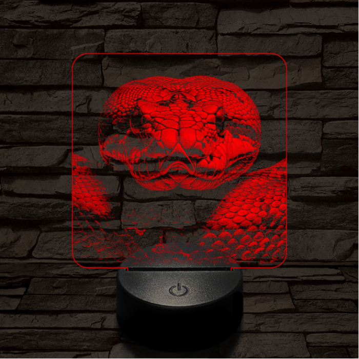 Kobra szemből első 7 színű valósághű 3D led lámpa