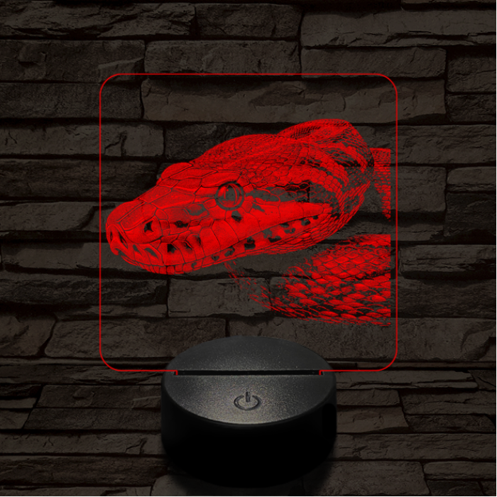 Kobra oldalról első 7 színű valósághű 3D led lámpa