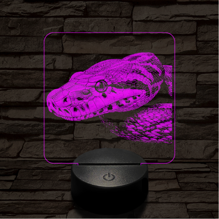 Kobra oldalról első 7 színű valósághű 3D led lámpa