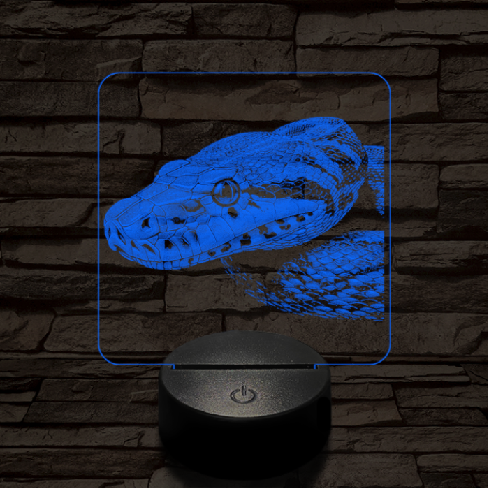 Kobra oldalról első 7 színű valósághű 3D led lámpa