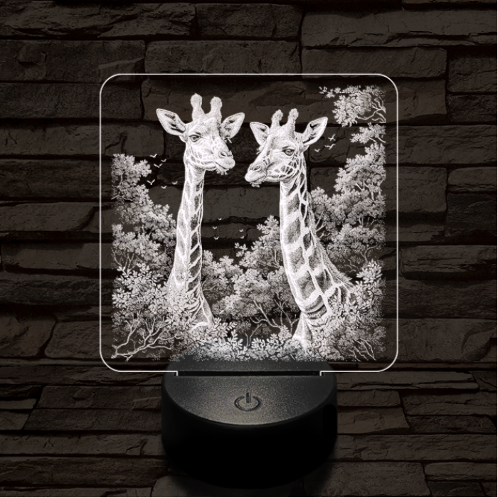 Zsiráf páros 7 színű valósághű 3D led lámpa