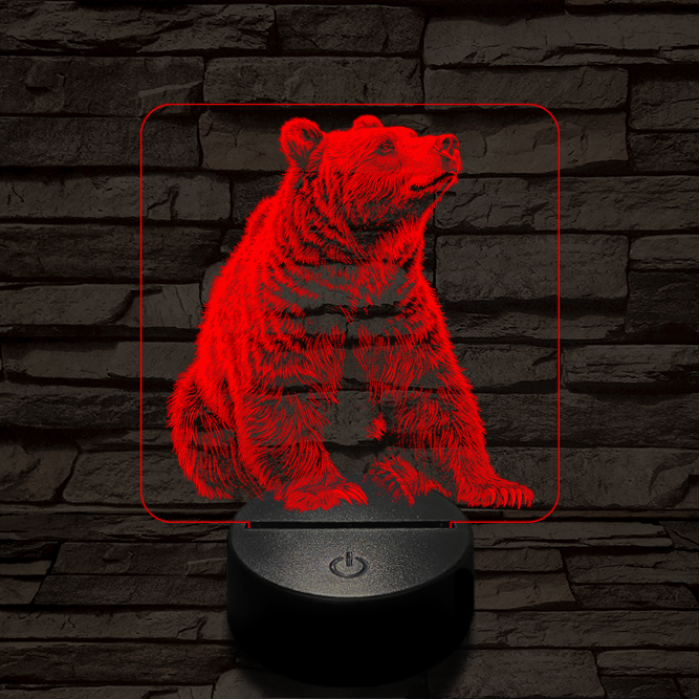 Kíváncsi medve 7 színű valósághű 3D led lámpa