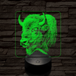 Bölény protré 7 színű valósághű 3D led lámpa