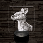 Kenguru portré 7 színű valósághű 3D led lámpa