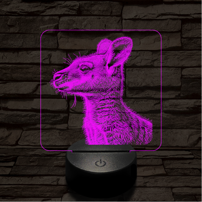 Kenguru portré 7 színű valósághű 3D led lámpa