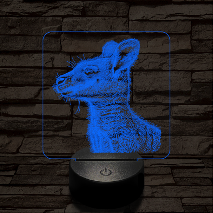 Kenguru portré 7 színű valósághű 3D led lámpa