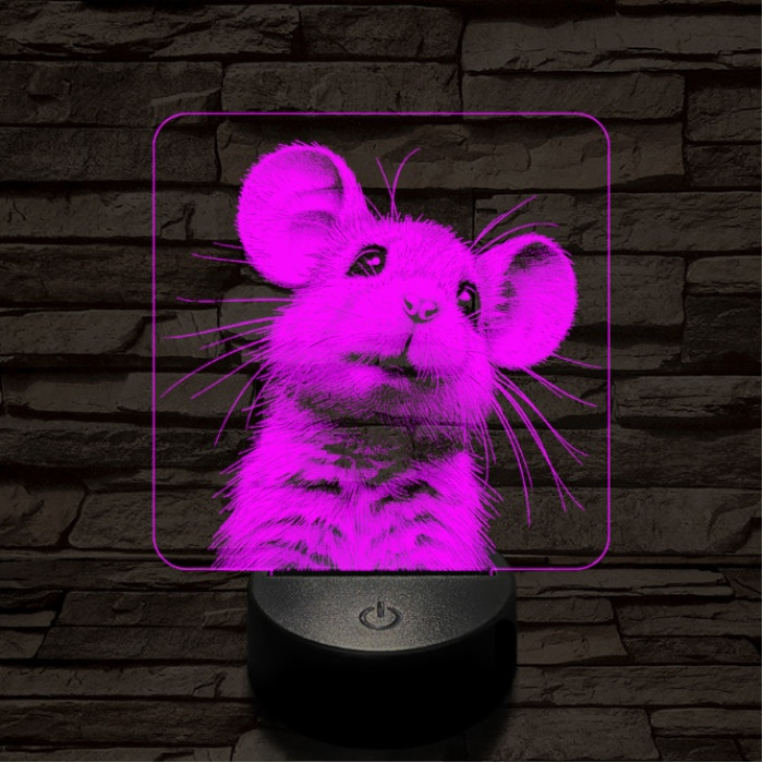 Kisegérke 7 színű valósághű 3D led lámpa