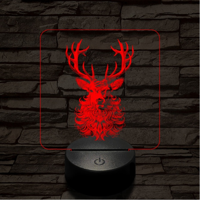 Bozontos szarvas 7 színű valósághű 3D led lámpa