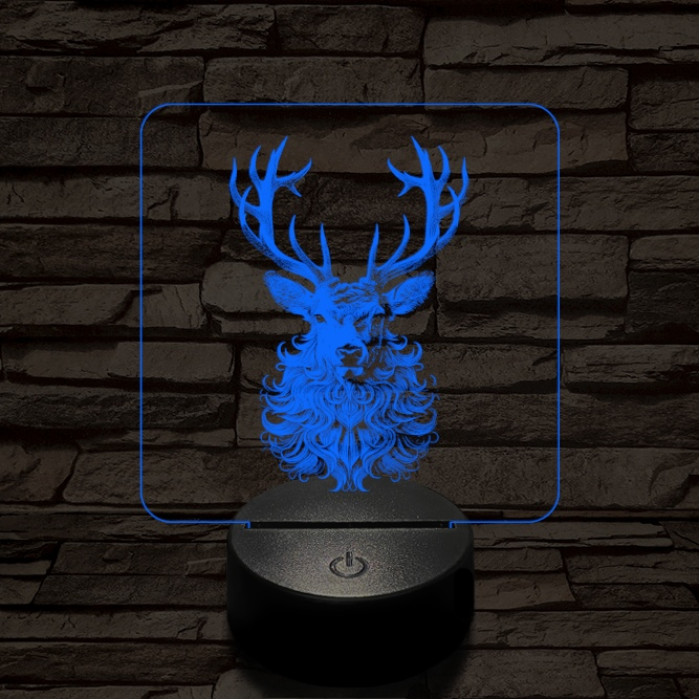 Bozontos szarvas 7 színű valósághű 3D led lámpa