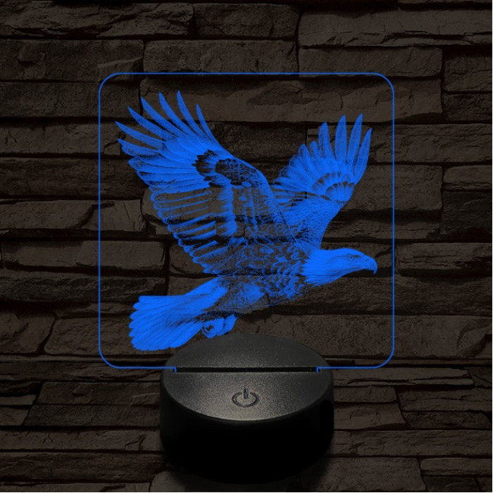 Elszánt sas 7 színű valósághű 3D led lámpa