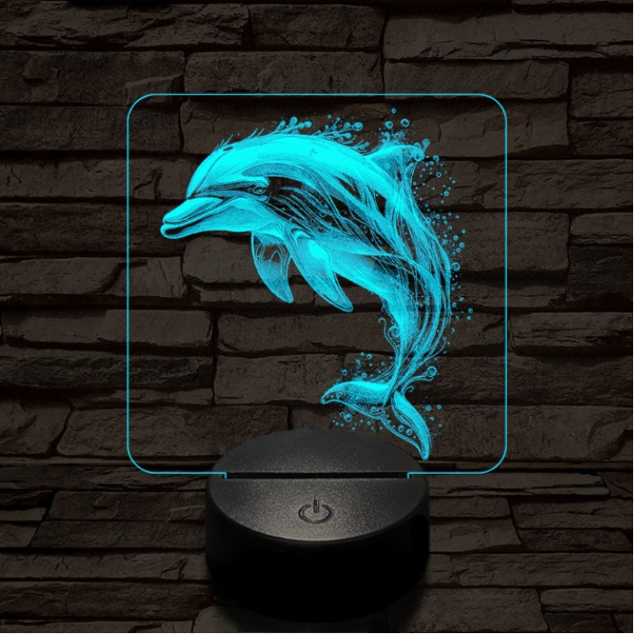 Szökkenő delfin 7 színű valósághű 3D led lámpa