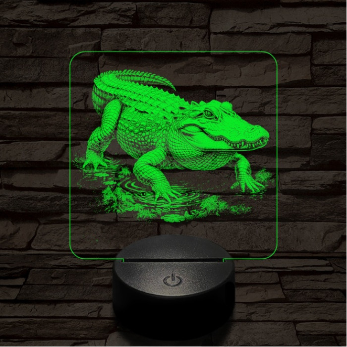 Támadó krokodil 7 színű valósághű 3D led lámpa