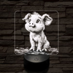 Mókás kismalac 7 színű valósághű 3D led lámpa
