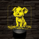 Mókás kismalac 7 színű valósághű 3D led lámpa