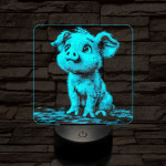 Mókás kismalac 7 színű valósághű 3D led lámpa