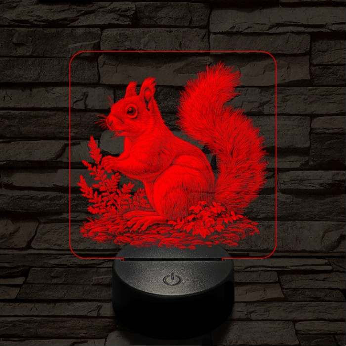 Gyűjtögető mókuska 7 színű valósághű 3D led lámpa
