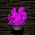 Gyűjtögető mókuska 7 színű valósághű 3D led lámpa