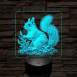 Gyűjtögető mókuska 7 színű valósághű 3D led lámpa