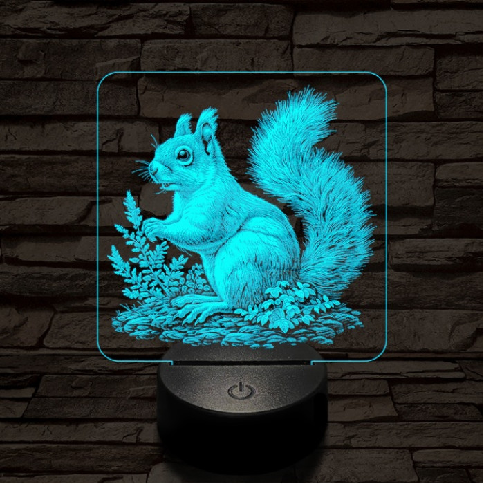 Gyűjtögető mókuska 7 színű valósághű 3D led lámpa