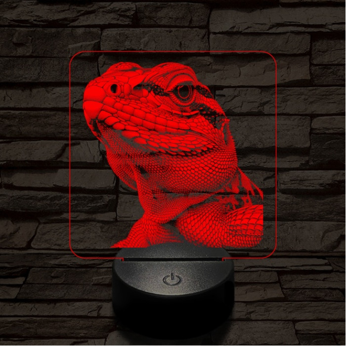 Bámészkodó gyík 7 színű valósághű 3D led lámpa