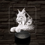 Hiúz portré 7 színű valósághű 3D led lámpa