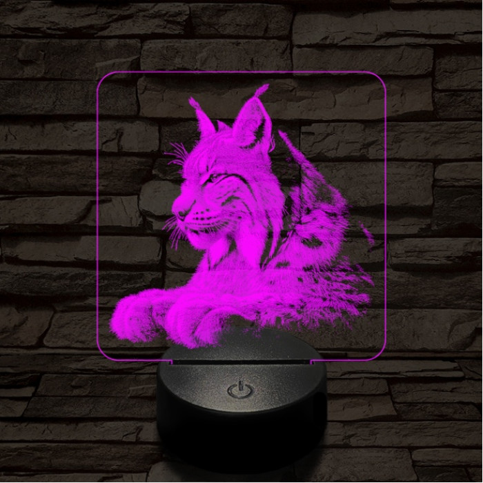 Hiúz portré 7 színű valósághű 3D led lámpa
