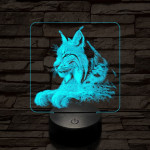 Hiúz portré 7 színű valósághű 3D led lámpa