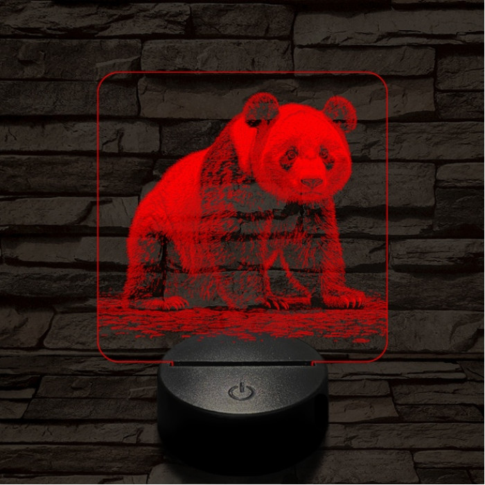 Bámészkodó panda 7 színű valósághű 3D led lámpa