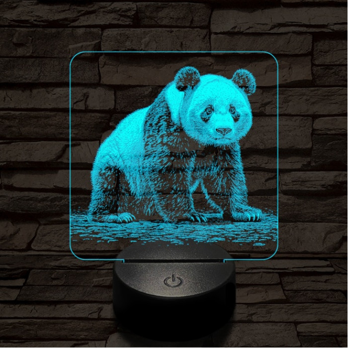 Bámészkodó panda 7 színű valósághű 3D led lámpa