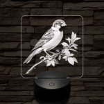 Veréb pihenő 7 színű valósághű 3D led lámpa