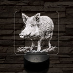 Settenkedő vaddisznó 7 színű valósághű 3D led lámpa