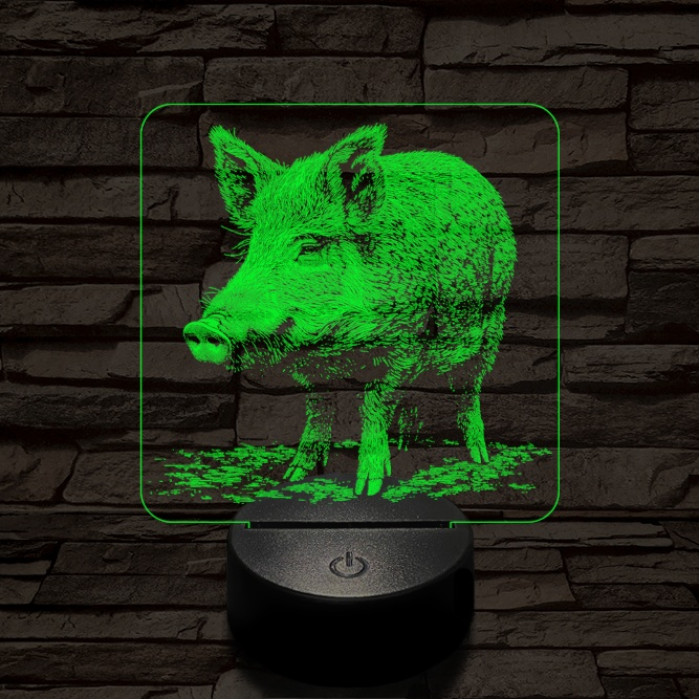 Settenkedő vaddisznó 7 színű valósághű 3D led lámpa