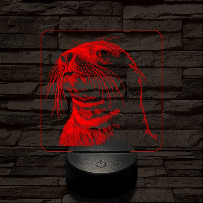 Jámbor fóka 7 színű valósághű 3D led lámpa