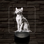 Szfinx macska 7 színű valósághű 3D led lámpa