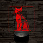 Szfinx macska 7 színű valósághű 3D led lámpa