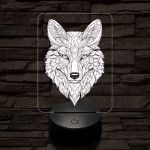 Misztikus róka 7 színű  3D led lámpa