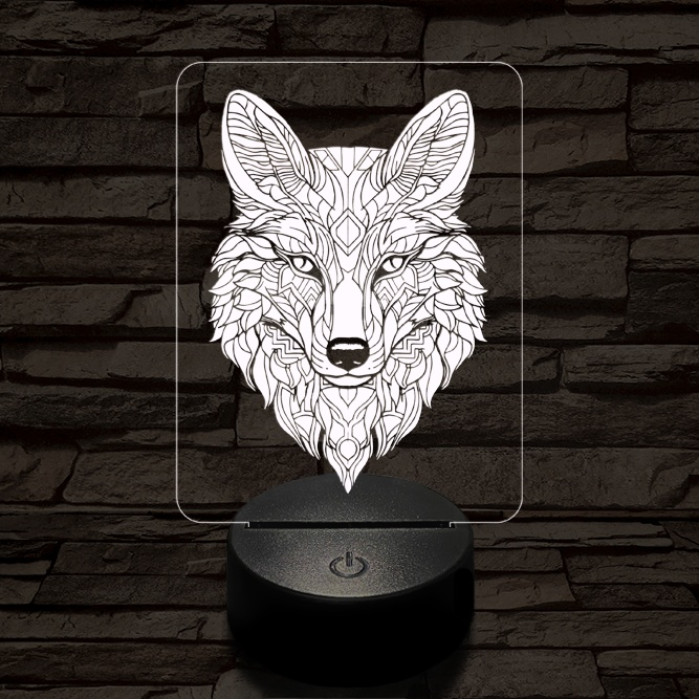 Misztikus róka 7 színű  3D led lámpa